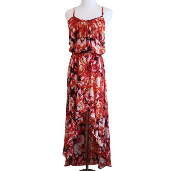GUESS Flowy Maxi Midi Dress S Floral Bright Tropical Travel Vacation Trip‎ Party - Picture 9 of 11
